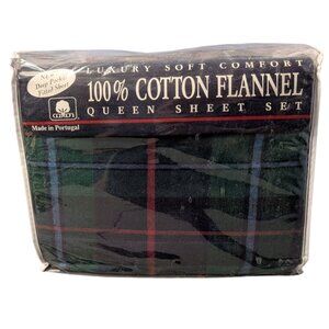 Luxury 100% Cotton Flannel Queen Sheet Set  Made In Portugal Christmas